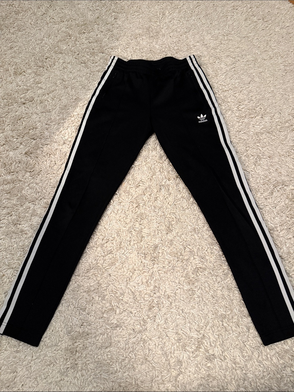 adidas Black Joggers with White Three-Stripe Side